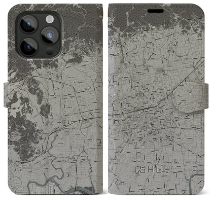 【佐賀2（佐賀県）】地図柄iPhoneケース（手帳タイプ）モノトーン・iPhone 15 Pro Max 用