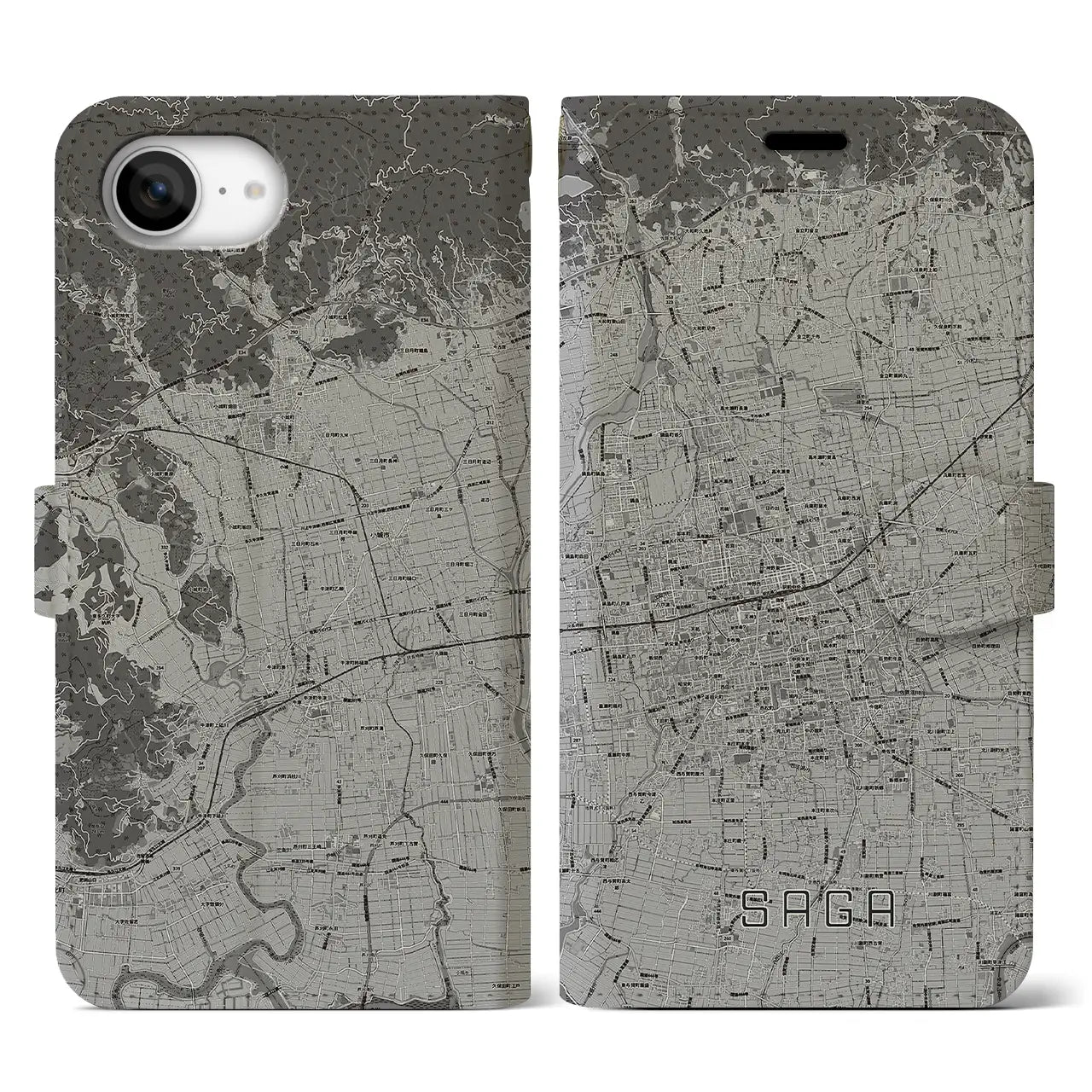 【佐賀2（佐賀県）】地図柄iPhoneケース（手帳タイプ）