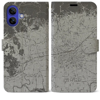 【佐賀2（佐賀県）】地図柄iPhoneケース（手帳タイプ）モノトーン・iPhone 16 Pro Max 用