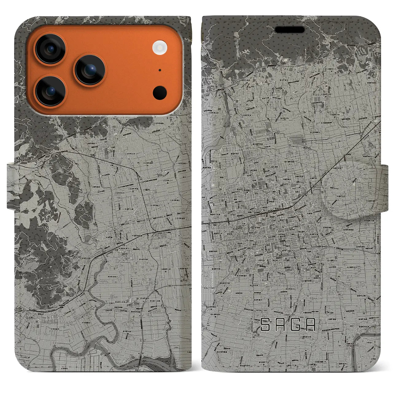 【佐賀2（佐賀県）】地図柄iPhoneケース（手帳タイプ）