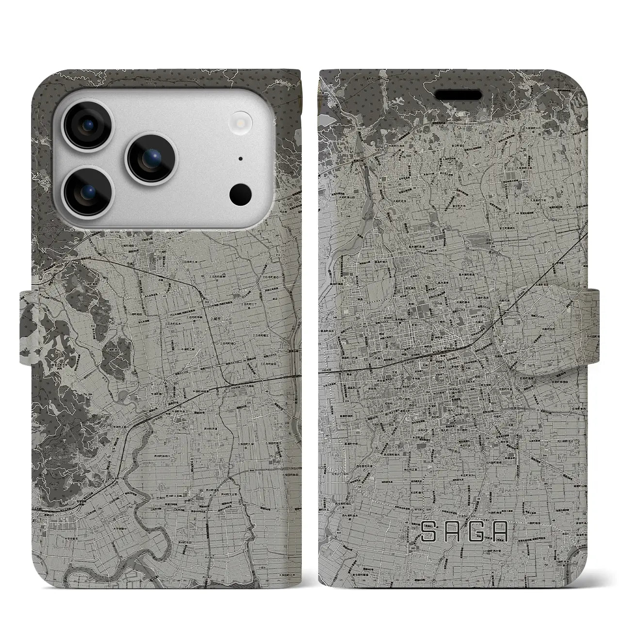 【佐賀2（佐賀県）】地図柄iPhoneケース（手帳タイプ）