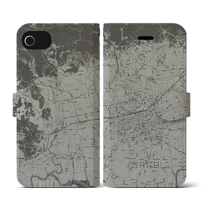 【佐賀2（佐賀県）】地図柄iPhoneケース（手帳タイプ）モノトーン・iPhone SE（第3 / 第2世代） / 8 / 7 / 6s / 6 用