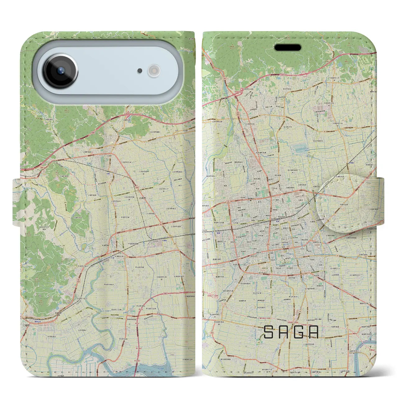 【佐賀2（佐賀県）】地図柄iPhoneケース（手帳タイプ）