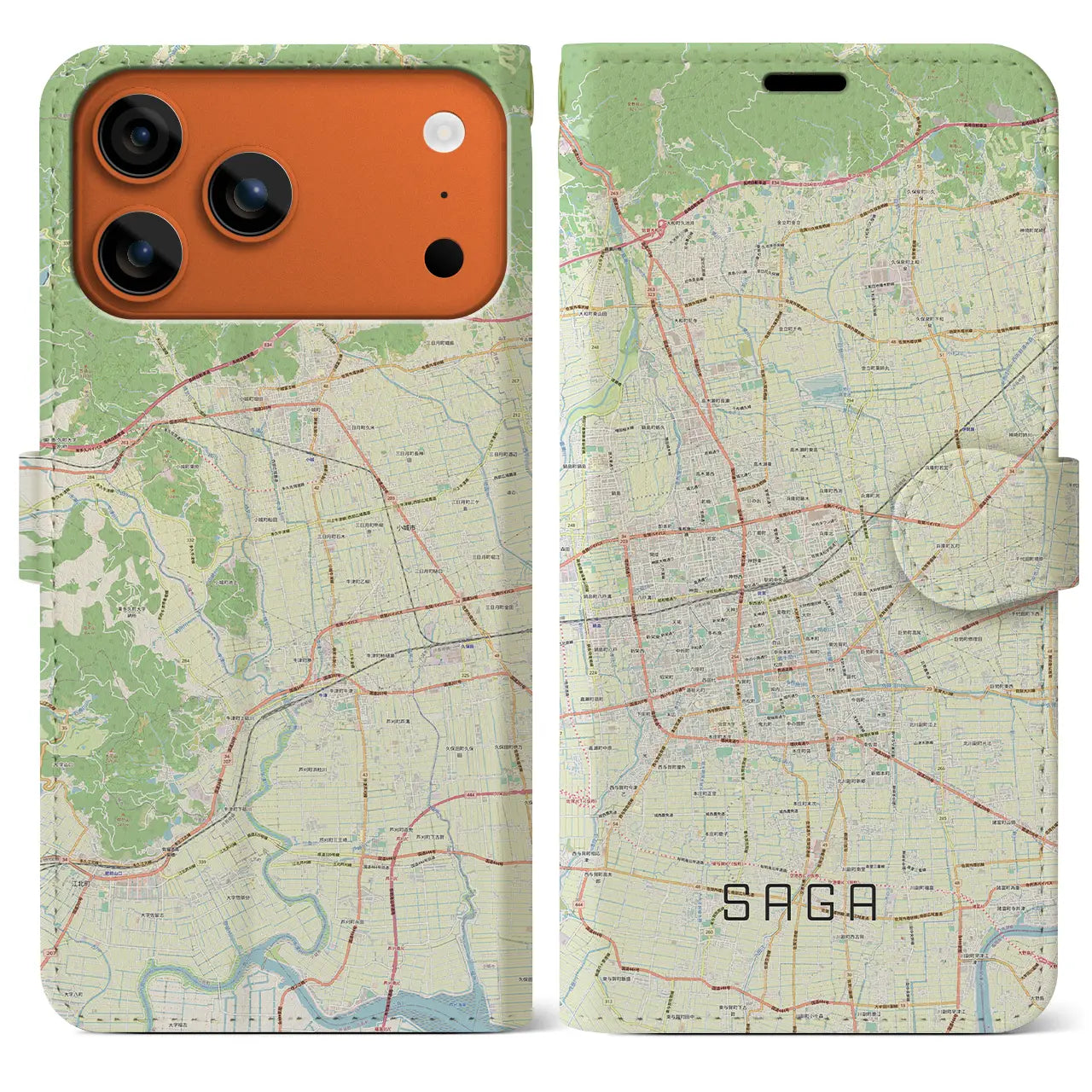 【佐賀2（佐賀県）】地図柄iPhoneケース（手帳タイプ）