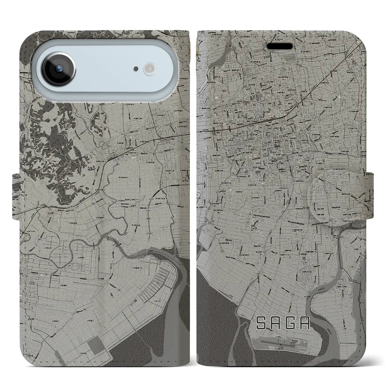 【佐賀（佐賀県）】地図柄iPhoneケース（手帳タイプ）