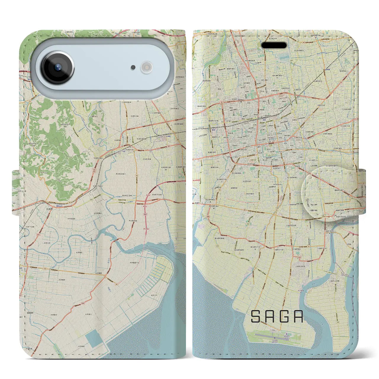 【佐賀（佐賀県）】地図柄iPhoneケース（手帳タイプ）