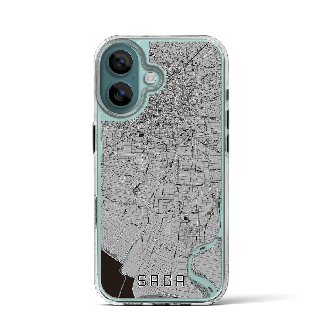 【佐賀（佐賀県）】地図柄iPhoneケース（MagSafeタイプ）モノトーン・iPhone 16 Pro 用