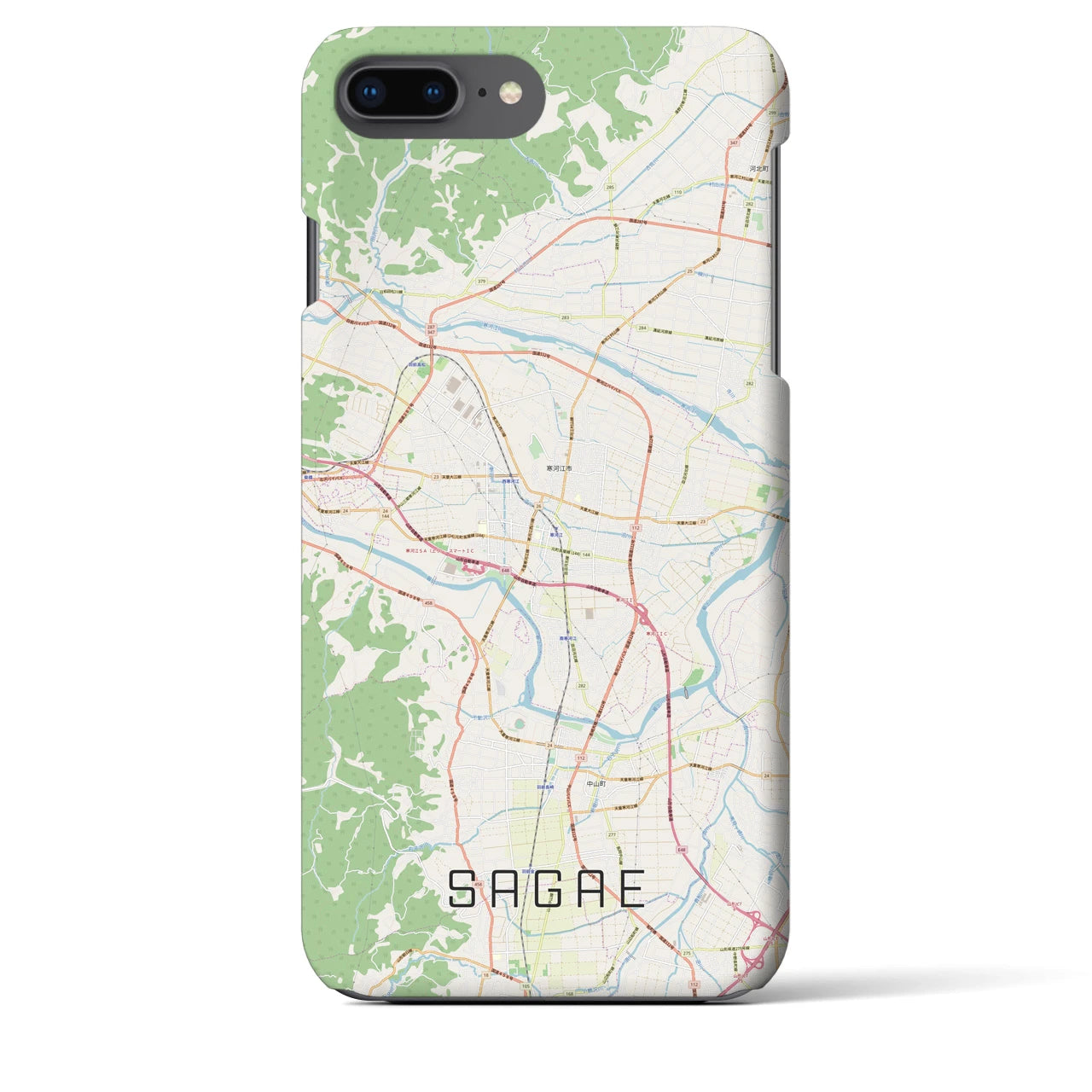 【寒河江（山形県）】地図柄iPhoneケース（バックカバータイプ）