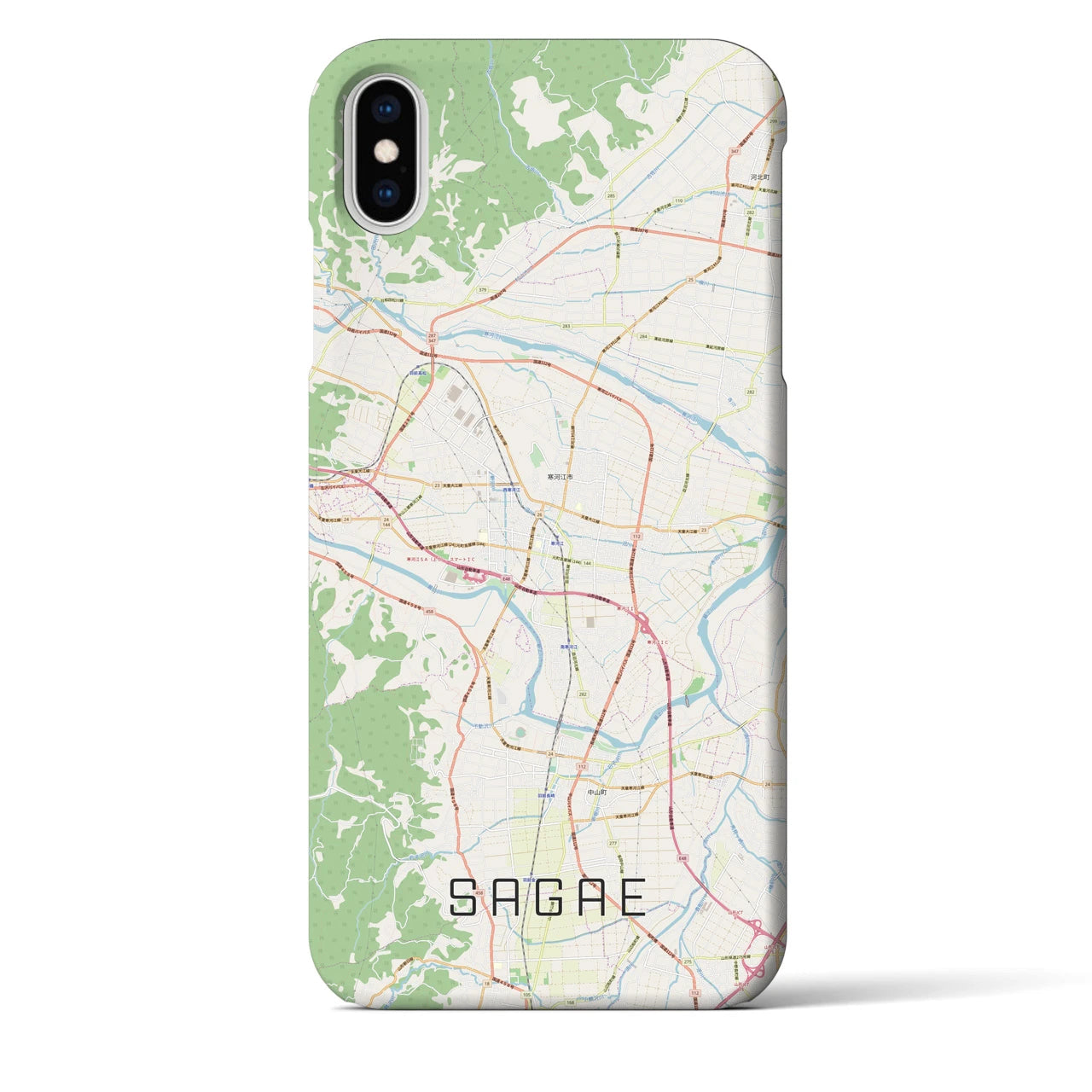 【寒河江（山形県）】地図柄iPhoneケース（バックカバータイプ）