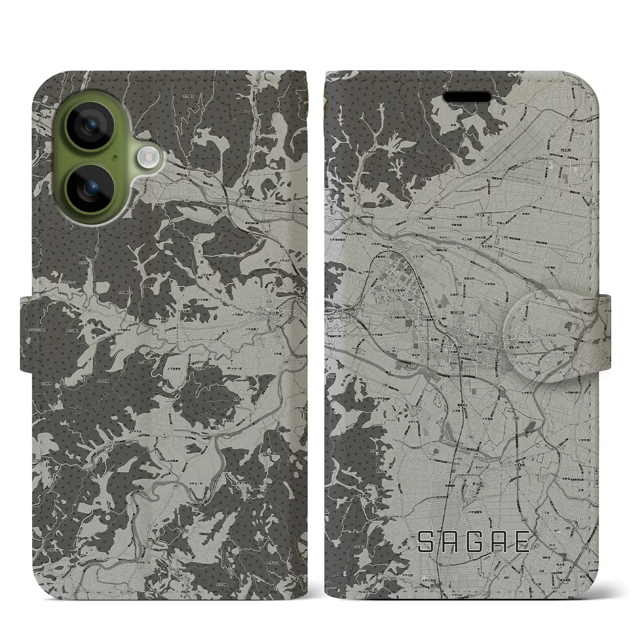 【寒河江（山形県）】地図柄iPhoneケース（手帳タイプ）