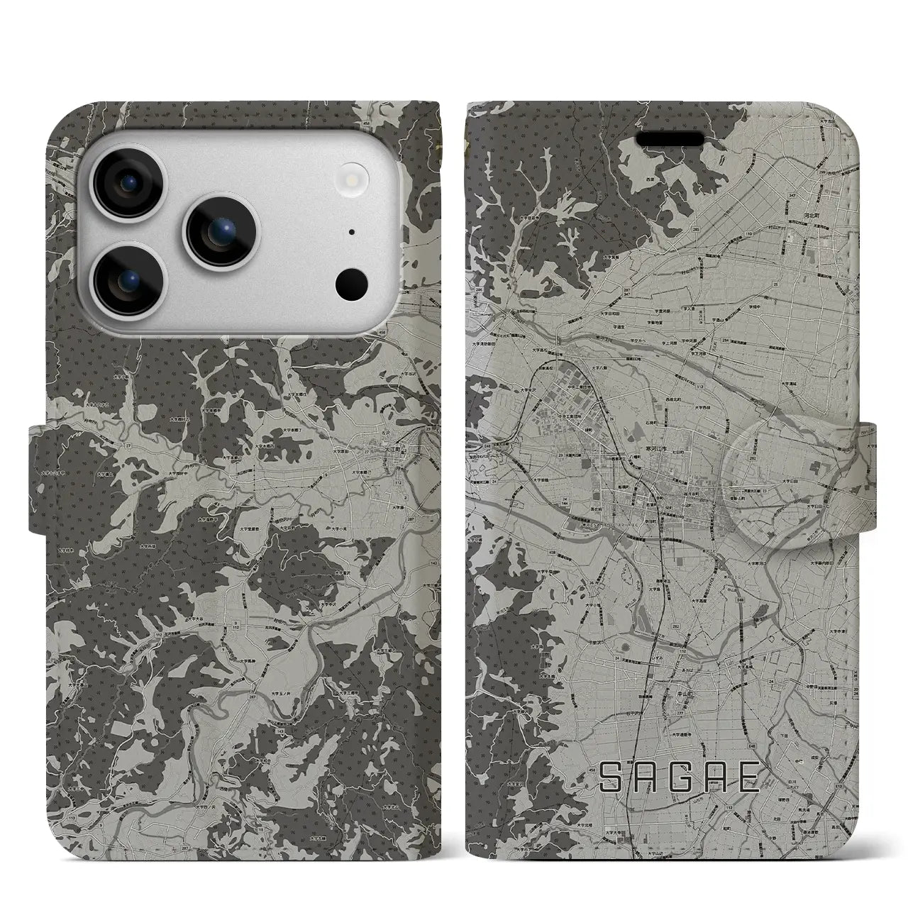 【寒河江（山形県）】地図柄iPhoneケース（手帳タイプ）