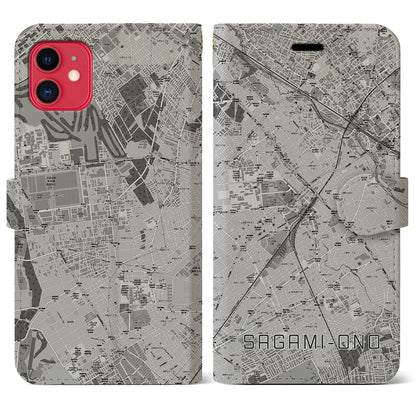 【相模大野（神奈川県）】地図柄iPhoneケース（手帳タイプ）モノトーン・iPhone 11 用