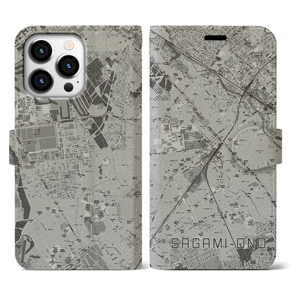 【相模大野（神奈川県）】地図柄iPhoneケース（手帳タイプ）モノトーン・iPhone 13 Pro 用
