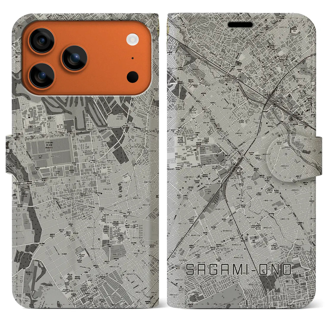 【相模大野（神奈川県）】地図柄iPhoneケース（手帳タイプ）