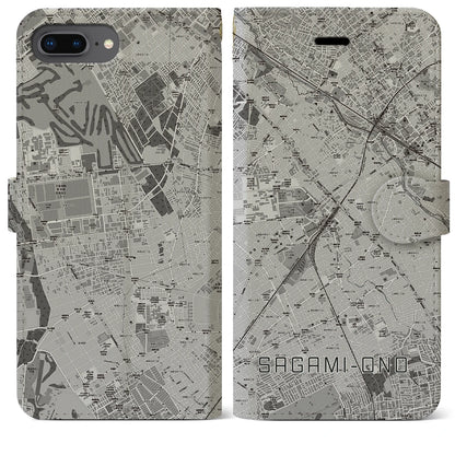 【相模大野（神奈川県）】地図柄iPhoneケース（手帳タイプ）モノトーン・iPhone 8Plus /7Plus / 6sPlus / 6Plus 用