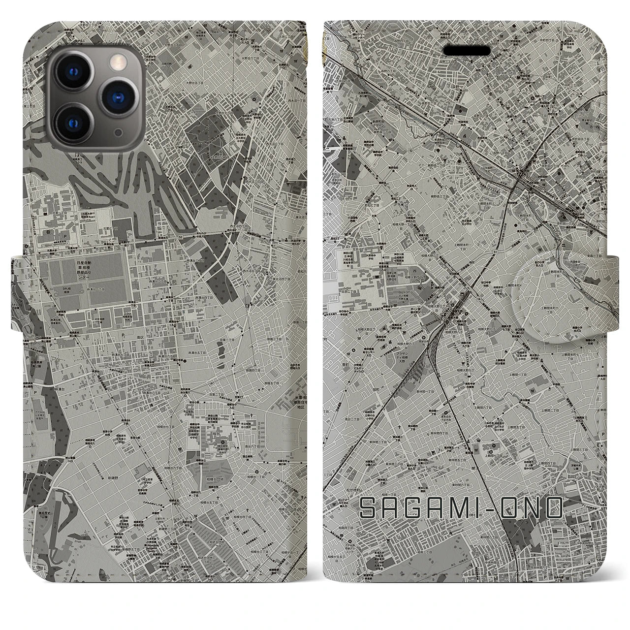 【相模大野（神奈川県）】地図柄iPhoneケース（手帳タイプ）