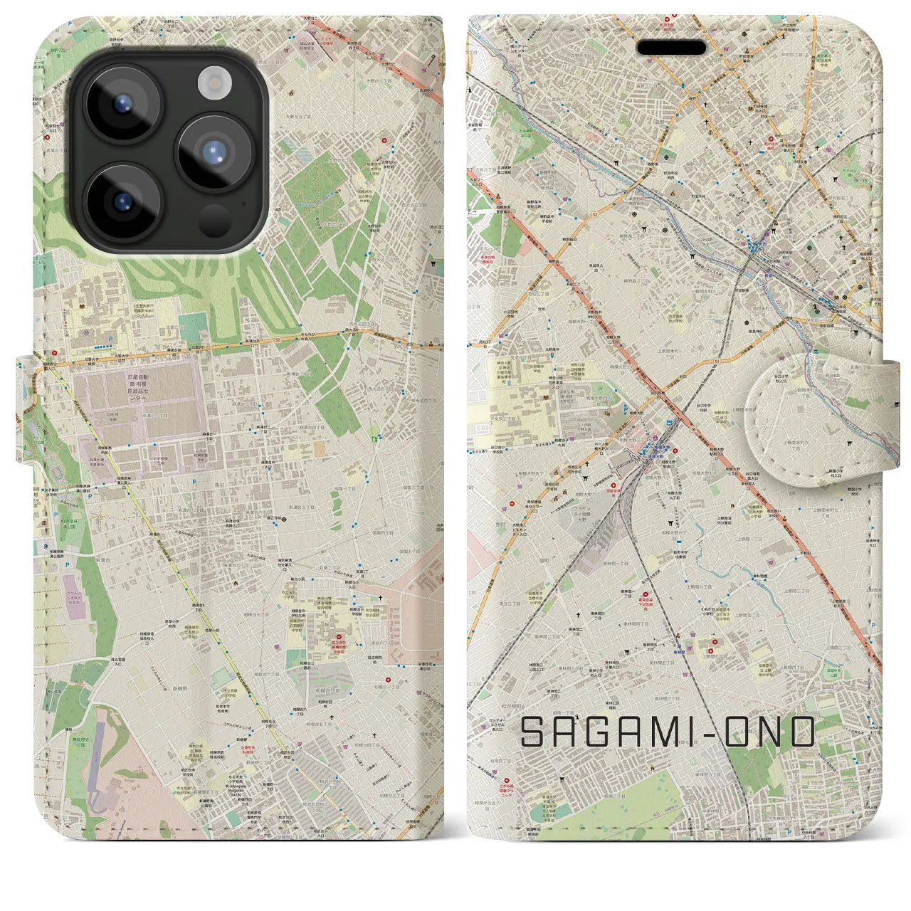【相模大野（神奈川県）】地図柄iPhoneケース（手帳タイプ）