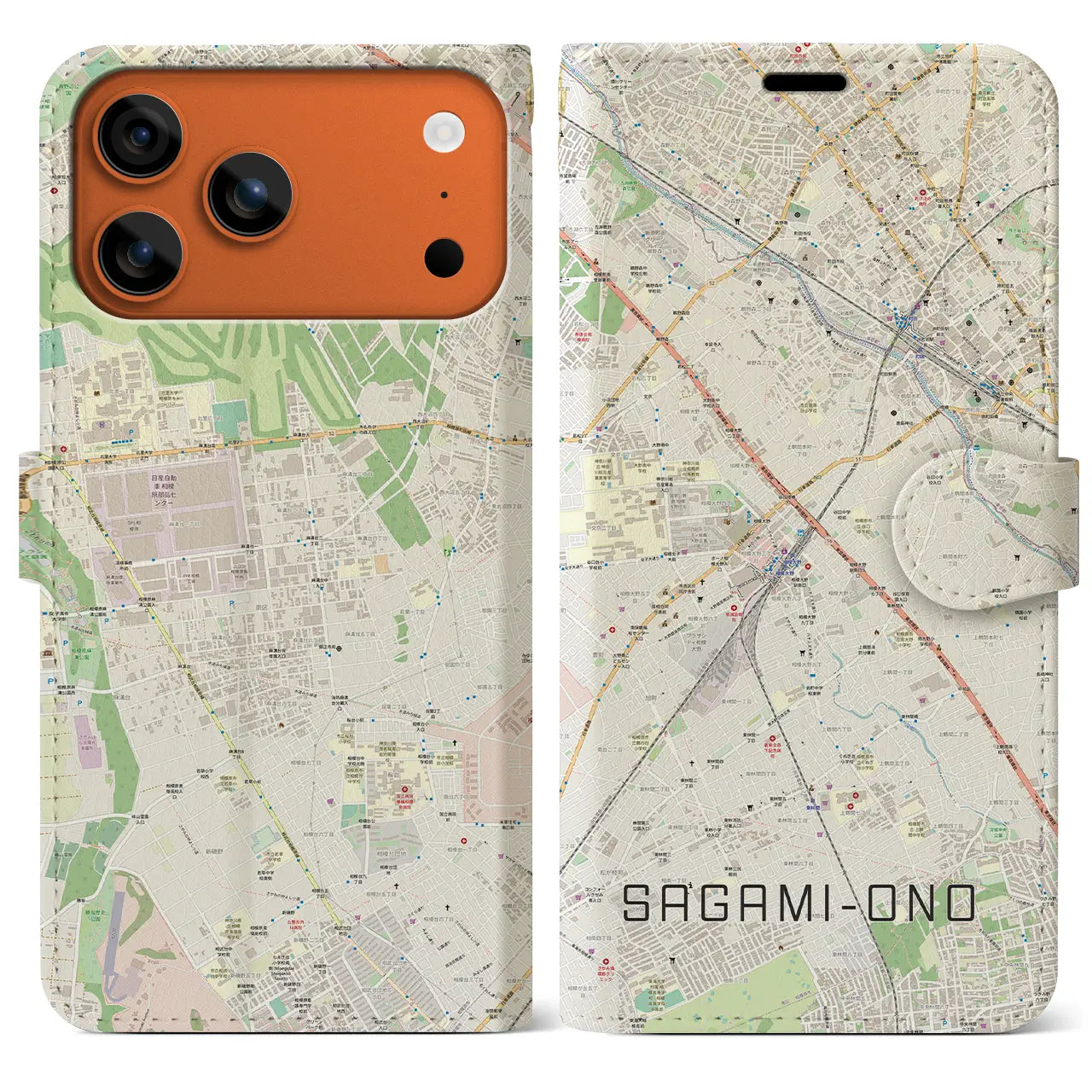 【相模大野（神奈川県）】地図柄iPhoneケース（手帳タイプ）