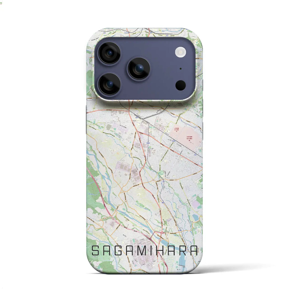 【相模原（神奈川県）】地図柄iPhoneケース（バックカバータイプ）ブラック・iPhone 17 Pro Max 用