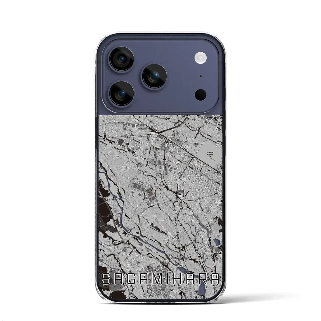 【相模原(神奈川県)】地図柄iPhoneケース(クリアタイプ)モノトーン・iPhone 17 Pro Max 用