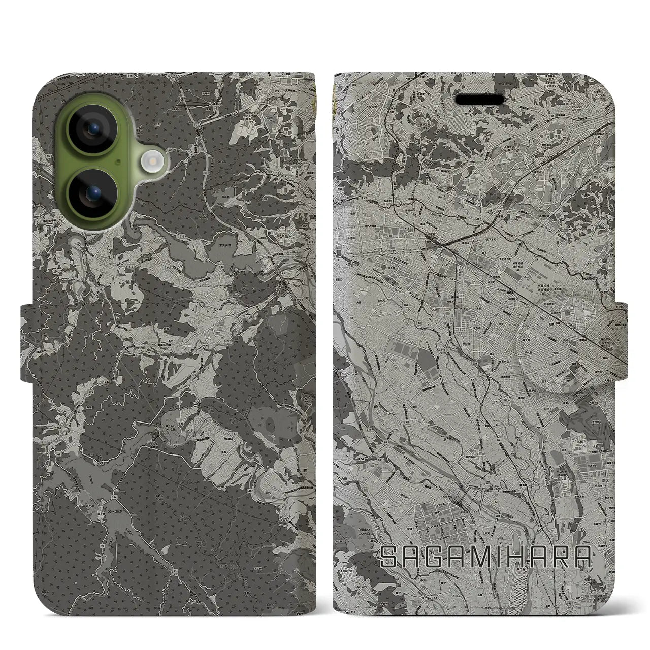 【相模原（神奈川県）】地図柄iPhoneケース（手帳タイプ）