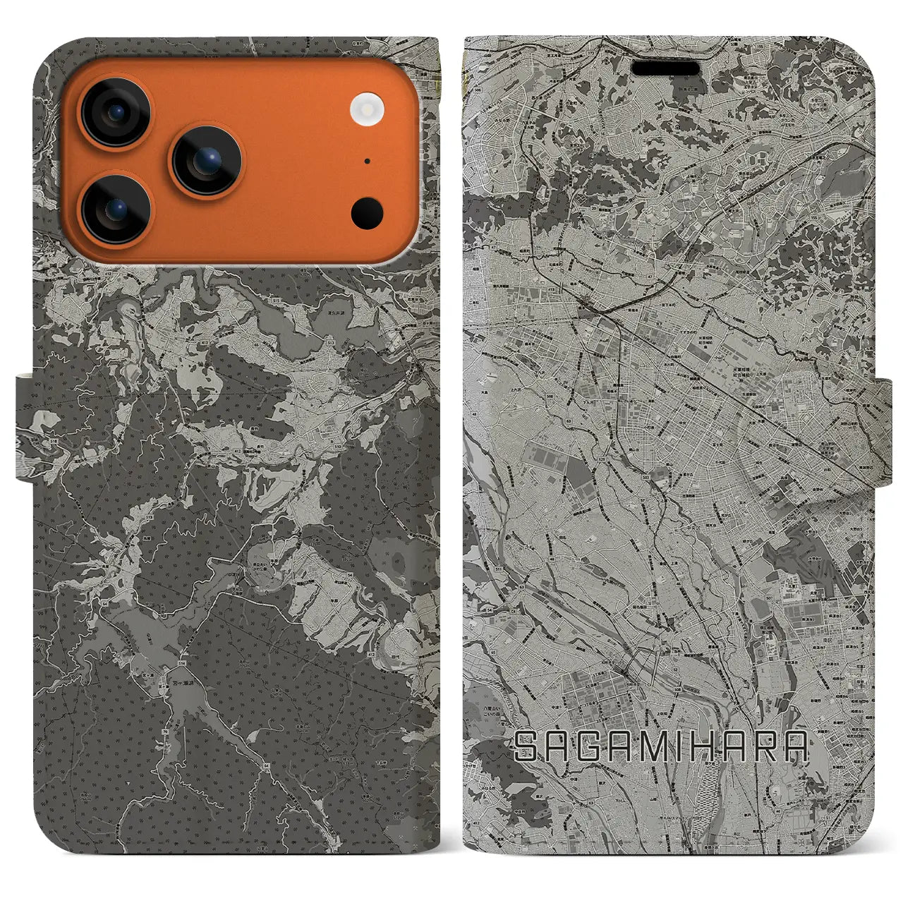 【相模原（神奈川県）】地図柄iPhoneケース（手帳タイプ）