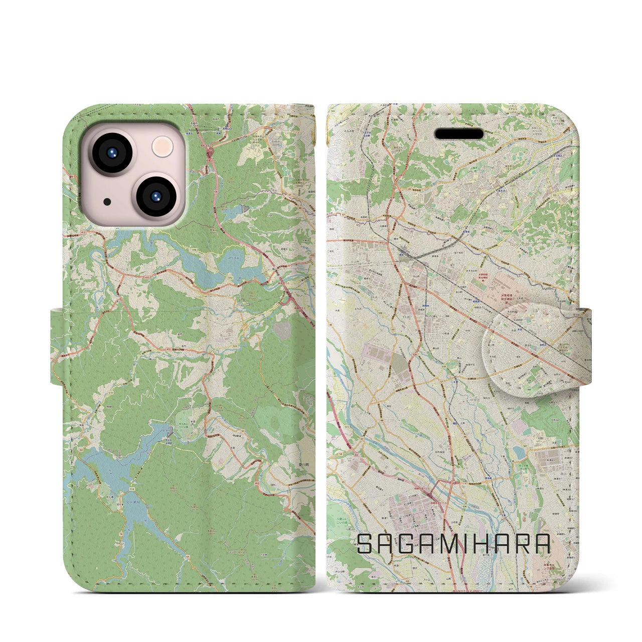 【相模原（神奈川県）】地図柄iPhoneケース（手帳タイプ）