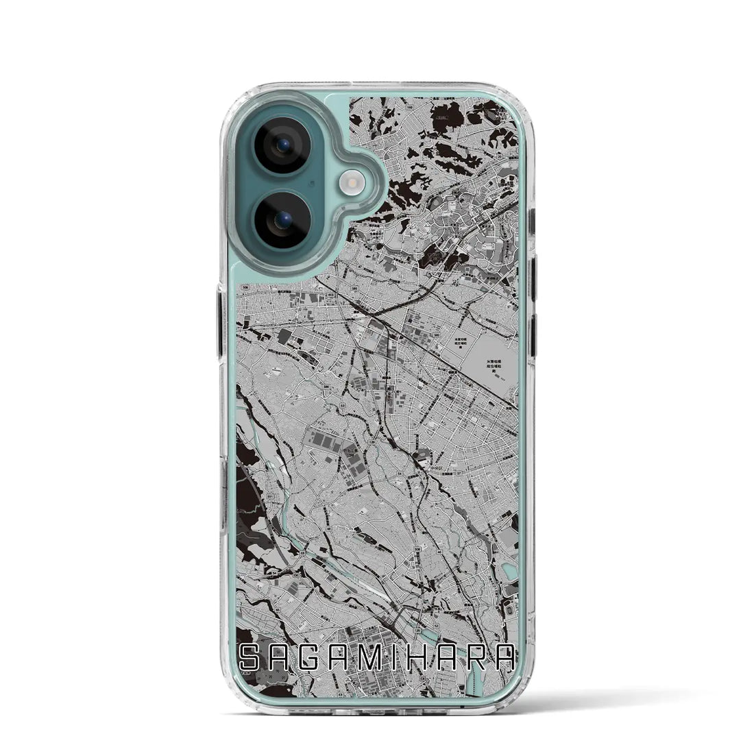【相模原（神奈川県）】地図柄iPhoneケース（MagSafeタイプ）モノトーン・iPhone 16 Pro 用