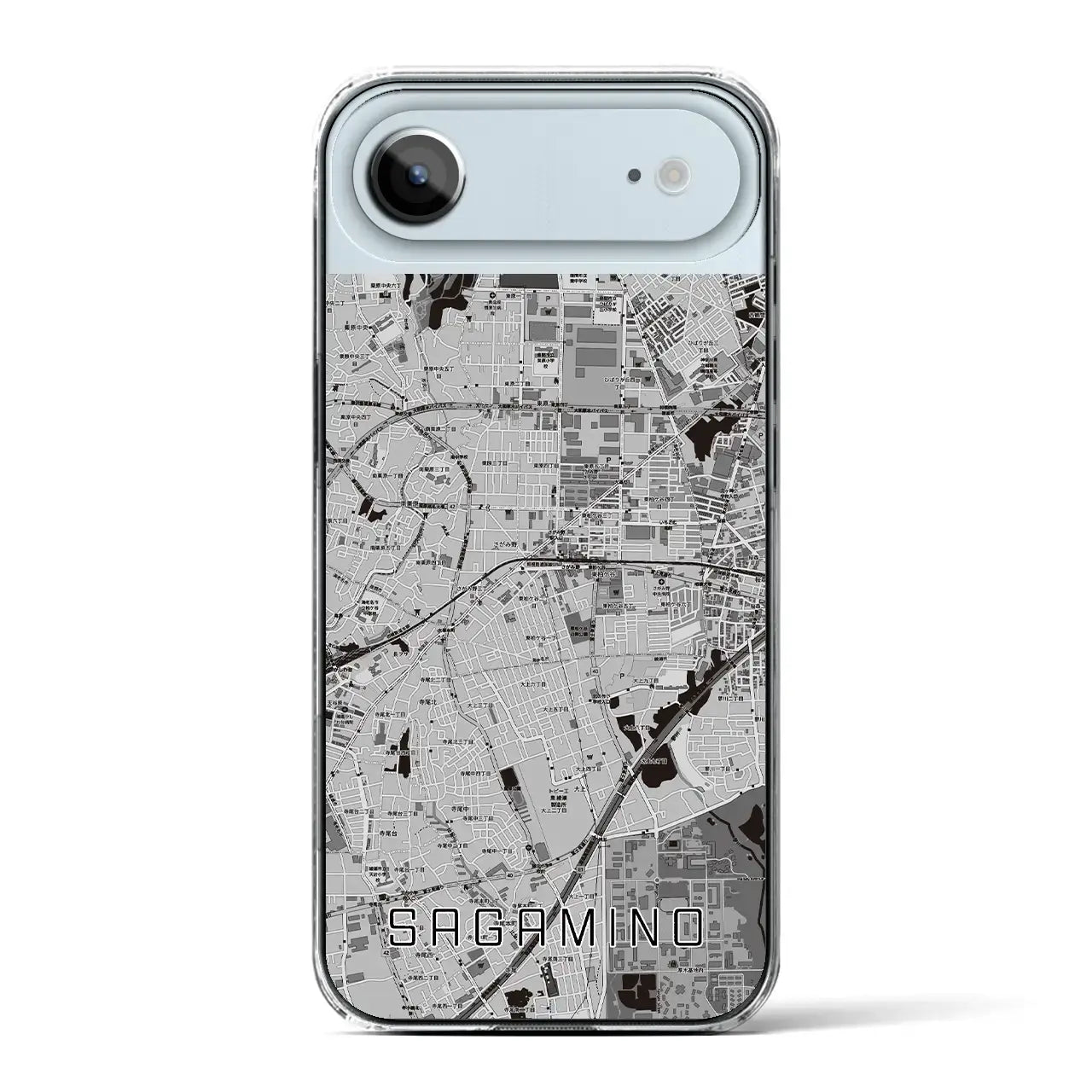 【さがみ野（神奈川県）】地図柄iPhoneケース（クリアタイプ）モノトーン・iPhone 17 Pro Max 用
