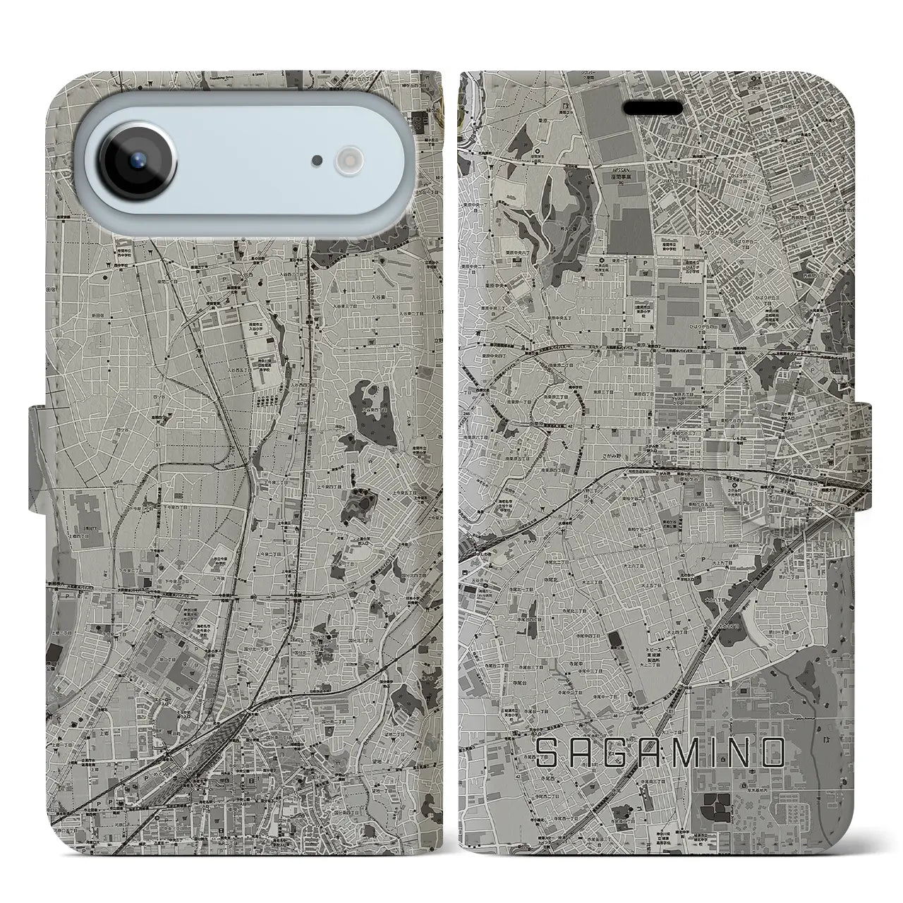 【さがみ野（神奈川県）】地図柄iPhoneケース（手帳タイプ）
