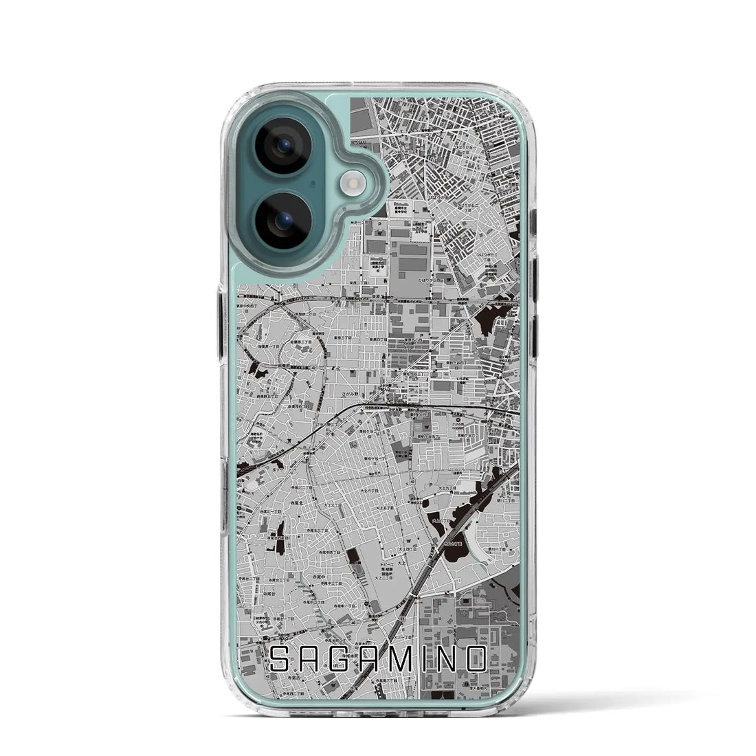 【さがみ野(神奈川県)】地図柄iPhoneケース(MagSafeタイプ)モノトーン・iPhone 16 Pro 用