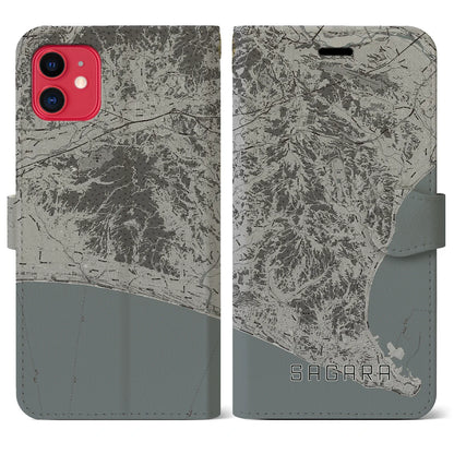 【相良（静岡県）】地図柄iPhoneケース（手帳タイプ）モノトーン・iPhone 11 用
