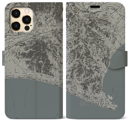【相良（静岡県）】地図柄iPhoneケース（手帳タイプ）モノトーン・iPhone 12 Pro Max 用