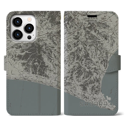 【相良（静岡県）】地図柄iPhoneケース（手帳タイプ）モノトーン・iPhone 13 Pro 用