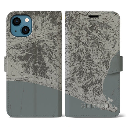 【相良（静岡県）】地図柄iPhoneケース（手帳タイプ）モノトーン・iPhone 13 用