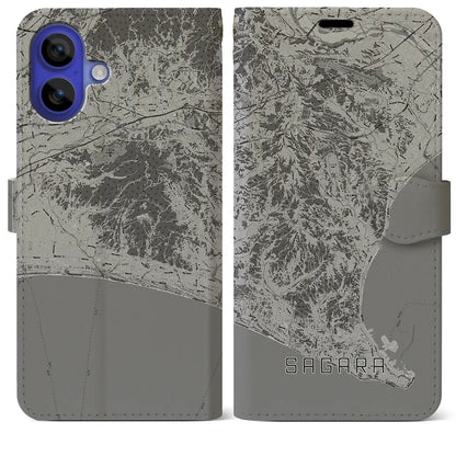 【相良（静岡県）】地図柄iPhoneケース（手帳タイプ）モノトーン・iPhone 16 Pro Max 用