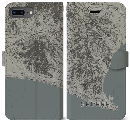 【相良（静岡県）】地図柄iPhoneケース（手帳タイプ）モノトーン・iPhone 8Plus /7Plus / 6sPlus / 6Plus 用