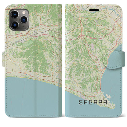 【相良（静岡県）】地図柄iPhoneケース（手帳タイプ）ナチュラル・iPhone 11 Pro Max 用