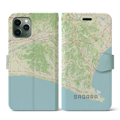 【相良（静岡県）】地図柄iPhoneケース（手帳タイプ）ナチュラル・iPhone 11 Pro 用