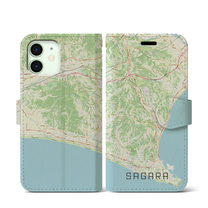 【相良（静岡県）】地図柄iPhoneケース（手帳タイプ）ナチュラル・iPhone 12 mini 用