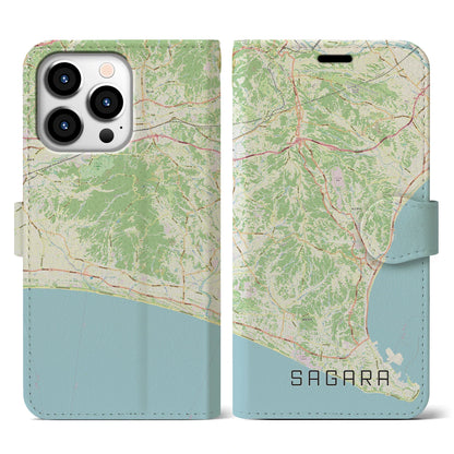 【相良（静岡県）】地図柄iPhoneケース（手帳タイプ）ナチュラル・iPhone 13 Pro 用