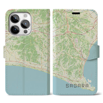 【相良（静岡県）】地図柄iPhoneケース（手帳タイプ）ナチュラル・iPhone 14 Pro 用