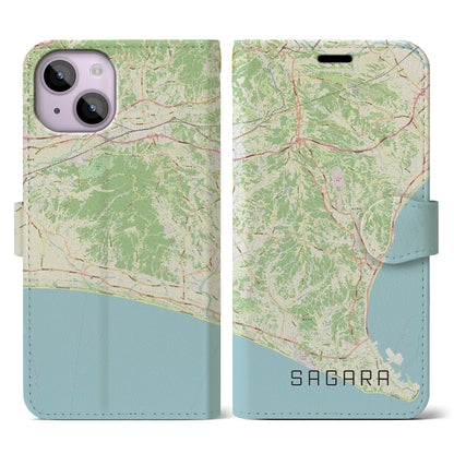 【相良（静岡県）】地図柄iPhoneケース（手帳タイプ）ナチュラル・iPhone 14 用