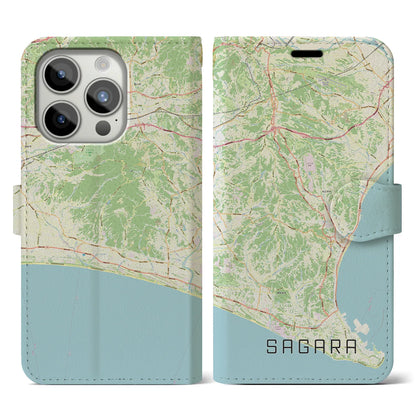 【相良（静岡県）】地図柄iPhoneケース（手帳タイプ）ナチュラル・iPhone 15 Pro 用