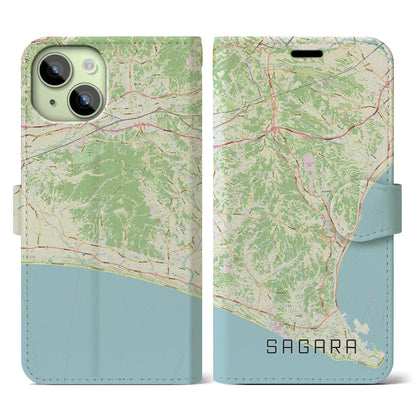 【相良（静岡県）】地図柄iPhoneケース（手帳タイプ）ナチュラル・iPhone 15 用