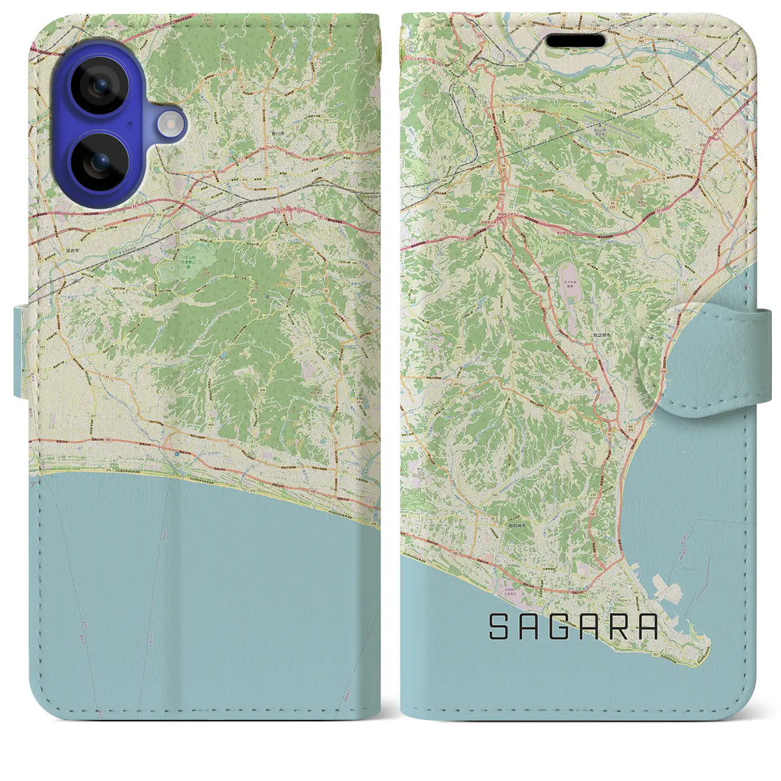 【相良(静岡県)】地図柄iPhoneケース(手帳タイプ)ナチュラル・iPhone 16 Pro Max 用