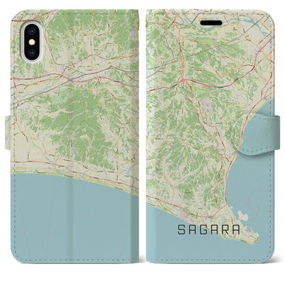 【相良（静岡県）】地図柄iPhoneケース（手帳タイプ）ナチュラル・iPhone XS Max 用