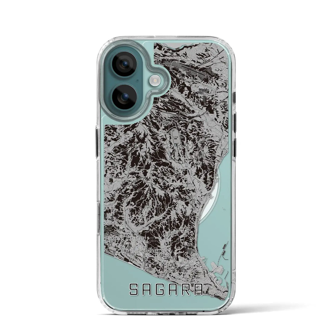 【相良（静岡県）】地図柄iPhoneケース（MagSafeタイプ）モノトーン・iPhone 16 Pro 用