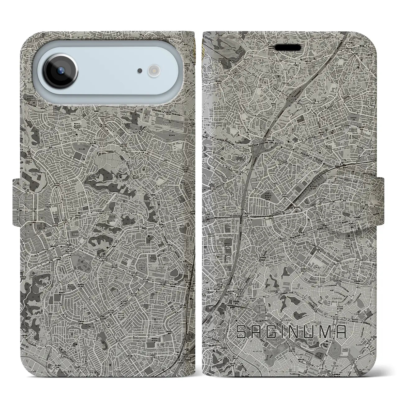 【鷺沼（神奈川県）】地図柄iPhoneケース（手帳タイプ）