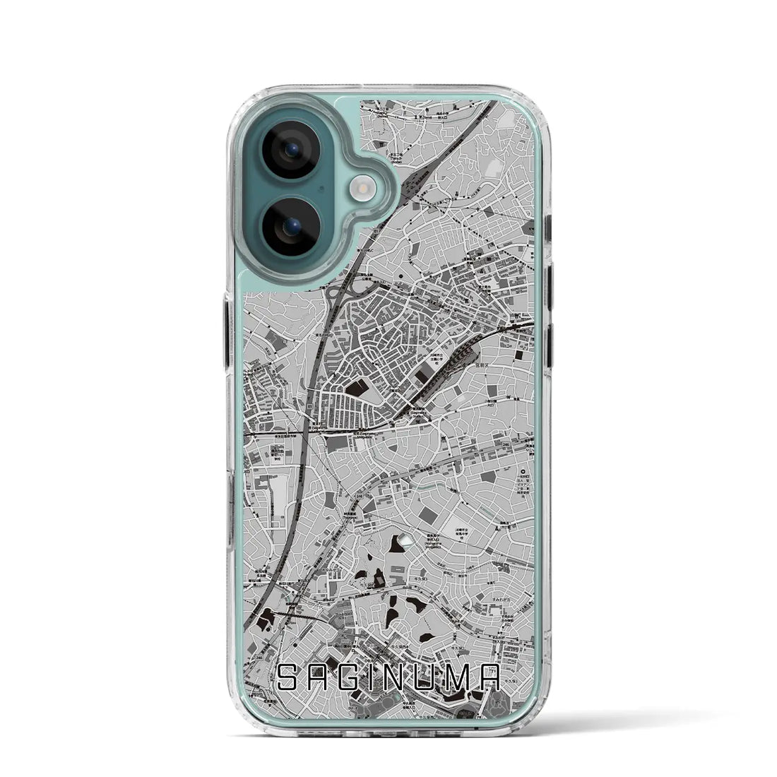 【鷺沼（神奈川県）】地図柄iPhoneケース（MagSafeタイプ）モノトーン・iPhone 16 Pro 用